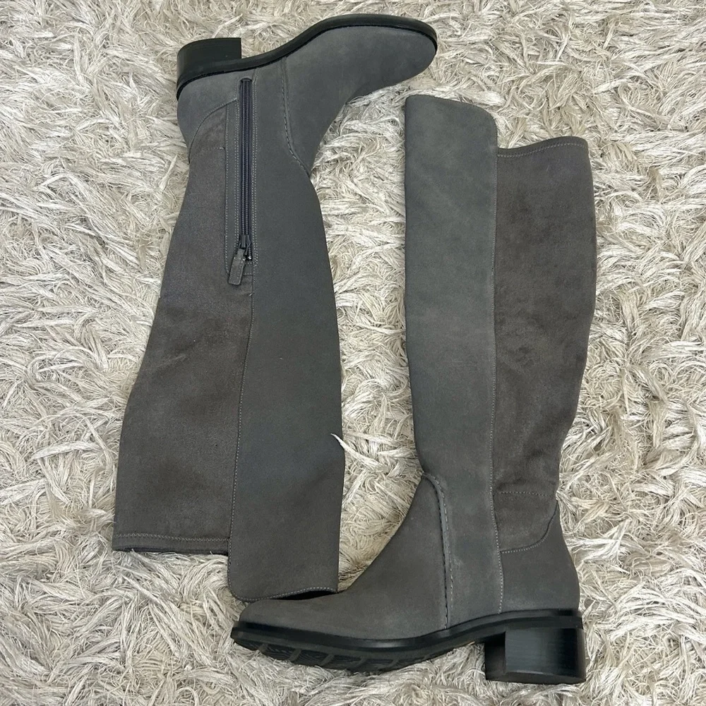 Cole Haan Calgary Water Resistant Suede Over The Knee Boots in Gray Sz 6